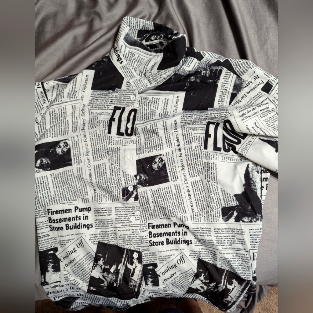 Newspaper print shirt